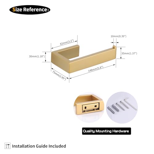 GERZWY Bathroom Toilet Paper Holder Stainless Steel Gold Tissue Paper Roll Holder Wall Mount HG1718-BE - color: Gold