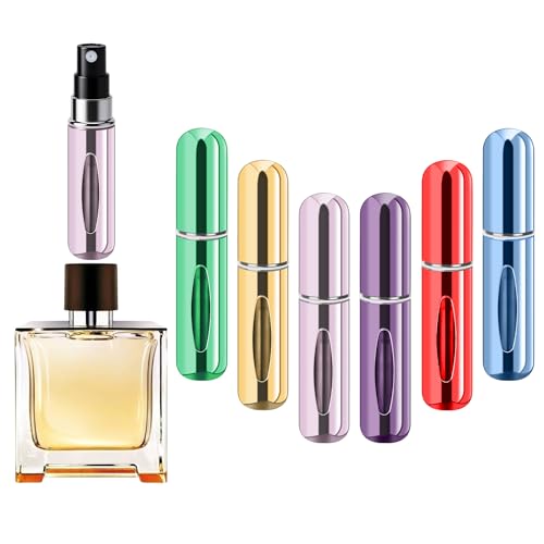 Refillable Perfume Portable Atomizer Bottle Refillable Perfume Spray, Travel Perfume (5ml, 4 Pack) (Green, Gold, Pink, Purple, Red, Light Blue) - color: Green, Gold, Pink, Purple, Red, Light Blue