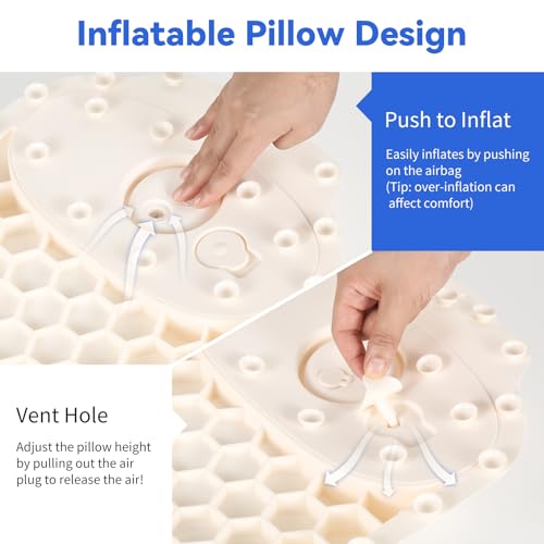 Goowin Bath Pillows for Tub, New Generation Skin-Friendly Silicone Bath Pillow, Luxury Bathtub Pillow for Head and Neck, Powerful Suction Tub Pillow for Bathtub with Inflatable Airbag (Off-White) - color: Off-white