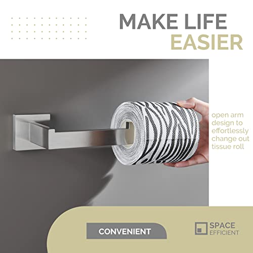 Toilet Paper Holder Brushed Nickel, Angle Simple SUS304 Stainless Steel Bathroom Tissue Holder, Open Arm Toilet Tissue Roll Hanger Wall Mount - color: Brushed Nickel