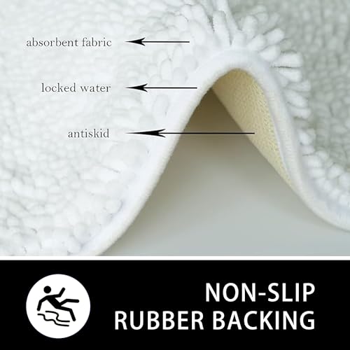 U-Shaped Toilet Rug, Chenille Contour Bathroom Mat, Non-Slip PVC Backing, Machine Washable, 20x20, White - color: White, size: 1'8" x 1'8" (20"x 20"U)