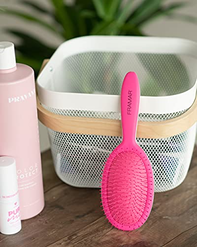 Framar Detangling Brush for Curly Hair – Hair Brushes for Women, Wet Hairbrush For Women, Hairbrushes, Pink Hair Brush Detangler, Reduces Breakage, Frizz and Static – Pink Brush - color: Pink