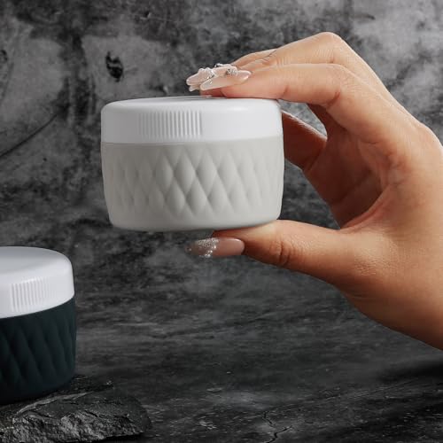 Kuangre Travel Containers for Toiletries, Silicone Cream Jars BPA-Free, TSA Approved 2oz Travel Size Containers, Leak-proof Silicone Jars with Lid for Cosmetic Face Hand Body Cream (4 Pack) - color: Grey, size: 2 Ounces