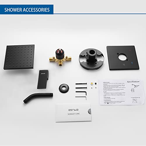 Esnbia Tub Shower Kit, Bathtub Shower Faucet Set（Valve Included) with 6-Inch Rain Shower Head, Single-Handle Shower Trim Kit, Matte Black - color: Matte Black, style: without tub spout