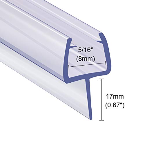 Shower Room Glass Door Bottom Gap Seal Strip for 5/16 Inch Glass, 27.5" Long Sweep Stop Shower Leaking - size: 5/16"/8mm