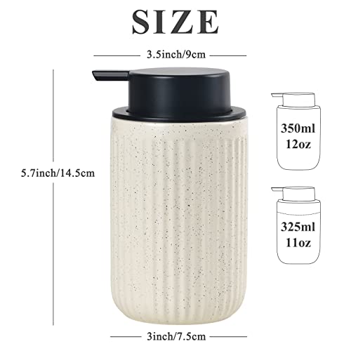 BosilunLife Beige Soap Dispenser Set - 2 Pack 12oz Ceramic Dish Soap Dispenser with Rust Proof Pump for Kitchen, Hand Soap and Lotion Set Suitable for Farmhouse Bathroom Decor - color: Beige-liquid Pump