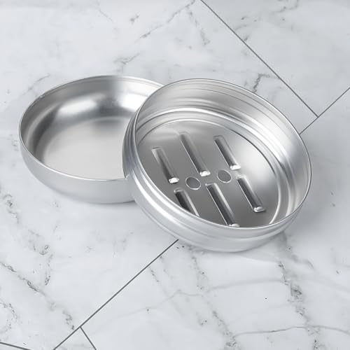 4 Pack Round Aluminum Soap Container Lightweight Travel Soap Dish with Drain Bathroom Soap Holder for Portable Soap Holder and Travel Accessories