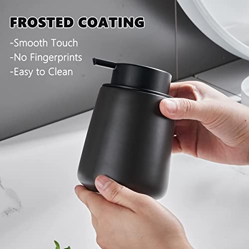 12Oz Hand Soap Dispenser Set - 2 Pack Ceramic Foam Soap Dispenser Set with Easy-to-Press Black Pump, Refillable Mordern Foaming Dish Soap Dispensers for Bathroom & Kitchen (Black, Foam Pump) - color: Black Foming Dispenser