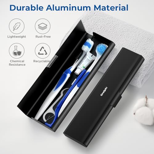 Wider Aluminum Toothbrush Travel Case, Portable Travel Toothbrush Holder, Durable Manual Toothbrush Box Container for Traveling, Bathroom, Camping, Business Trip, Black - color: Black, size: 1 Pack (Large)
