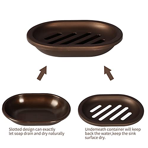 Topsky 2 Pcs Soap Dish for Shower, Double Layer Draining Soap Box with Drip Tray, Plastic - Bronze - color: Bronze