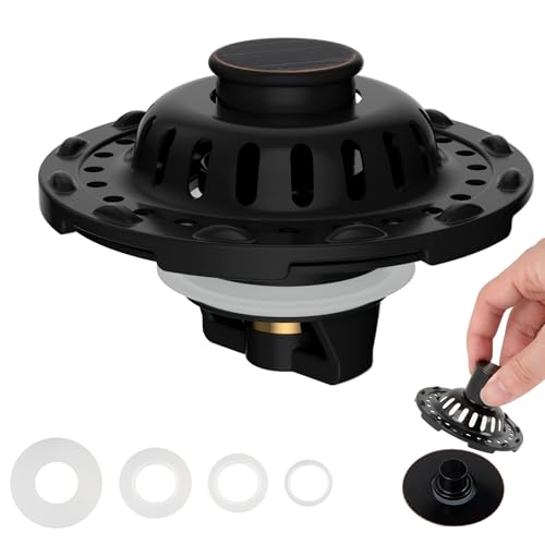 Universal Bathtub Drain Stopper, Metal Shower Hair Catcher, Oil Rubbed Bronze | 3 in 1 Bathroom Sink Strainer with Visible Top Filter, Tub Stopper for Standard 1.1''~2.36'' Sink Hole - color: Oil Rubbed Bronze