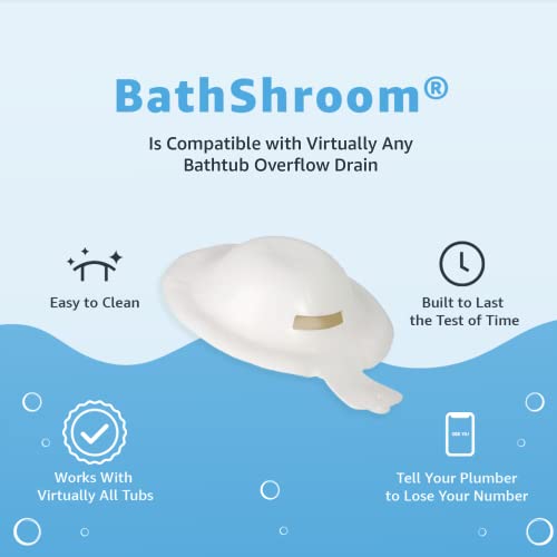 BathShroom Bathtub Overflow Drain Cover - Bath Tub Overflow Cover, Bathroom Spa Accessories, Adds Inches of Water for Deeper & Warmer Bath