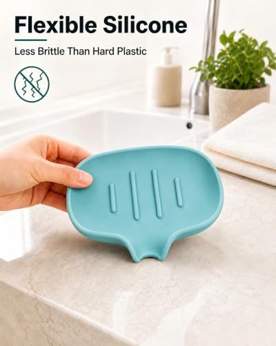 3 Pack Soap Bar Holder, AIMAIAIMAI Self Draining Soap Dish, Quick Drainage, Soap Dishes for Bathroom, Shower, Silicone Soap Tray for Kitchen, Dishwasher Safe (Green) - color: Green