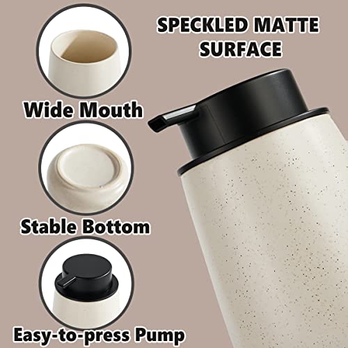 12Oz Hand Soap Dispenser Set - 2 Pack Ceramic Lotion Soap Dispenser Set with Easy-to-Press Black Pump, Refillable Mordern Liquid Dish Soap Dispensers for Bathroom & Kitchen (Beige, Liquid Pump) - color: Beige Liquid Dispenser