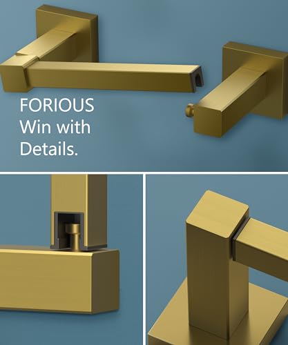 FORIOUS Toilet Paper Holder Wall Mount, Stainless Steel Rustproof Double Post Pivoting Tissue Roll Holder for Bathroom, Commercial Toilet Paper Dispenser (Brushed Gold, Square) - color: Brushed Gold