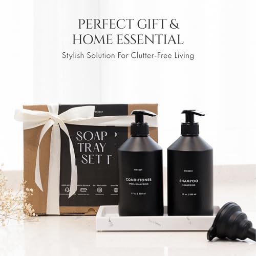 Modern Black Kitchen Soap Dispenser Set with Tray, Lotion Dishwashing Liquid Detergent Hand and Dish Soap Dispenser Set, Dual Refillable Pump Bottles for Kitchen and Bathroom Countertop Farmhouse - color: Sophisticated Black