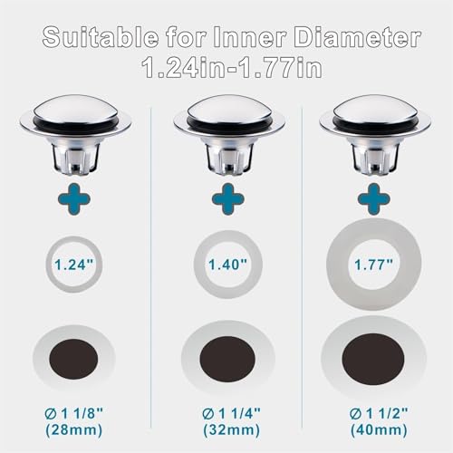 Chrome Bathroom Sink Drain Stopper,Welsan Universal Pop-Up Drain Stopper Plug Strainer with Hair Catcher for 1 1/8"-1 1/2" Drain Hole,Anti-Clogging Design Chrome Plated - color: Chrome Plated