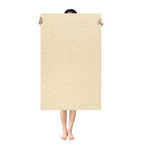 Shower Mat Non Slip: 47.2 x 31.5 Inch Extra Large Shower Mats for Inside Shower with Drain Hole - Soft PVC Loofah Anti Slip Shower Stall Mat for Walk-in Shower and Bathroom, Quick Drying - color: Khaki, size: 47.2" x 31.5" (Rectangular)