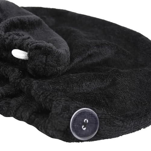 Super Absorbent Quick Dry Spa Bath Wrap Shower Skirt and Hair Drying Turban - 2pc Set (One-Size, Black) - color: Black