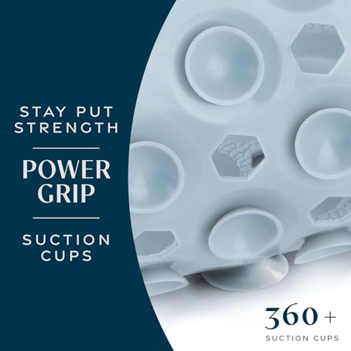 SlipX Solutions Power Grip Bathtub Safety Mat | Precision Grip Technology for Longer, Stronger, & Softer Wet Surface Protection | Solid Gray 39"x16" - color: Solid Gray