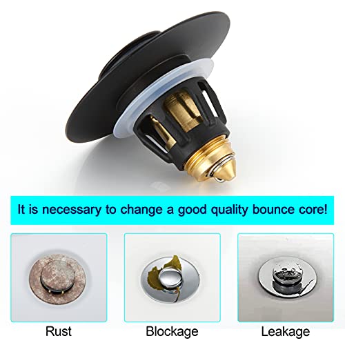 Universal 1.25" Bathroom Sink Stopper - Wash Basin Bounce Drain Filter, Pop Up Drain Stopper, Bullet Core Push Type Sink Stopper, Sink Drain Plug with Anti-Clogging Strainer, Matte Black1 - color: Matte Black, style: Small Cover