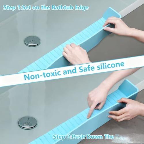 Bathtub Splash Guard for Kids, 2-in-1 Bath Toy Organizer Tub Shelf - color: Blue