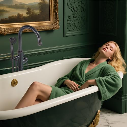 Free Standing Tub Faucet, Wintap Classic Freestanding Bathtub Faucet with Sprayer Brass Elegant Floor Mount Bath Faucets High Flow Roman Tub Filler, Oil Rubbed Bronze （WT-3311ORB） - color: Oil Rubbed Bronze