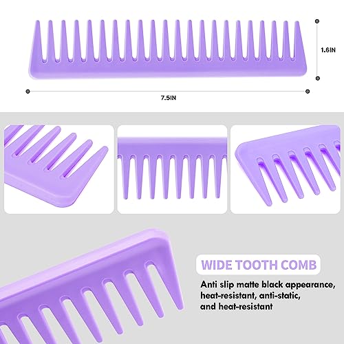 4pcs Curly Detangling Brush Set for Adult & Kids Wet or Dry, 3/4ABC Hair with Wide Tooth Comb (4, Purple) - color: Purple, size: 4pcs