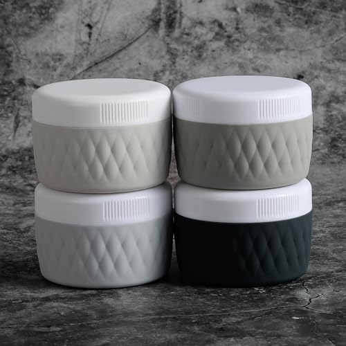 Kuangre Travel Containers for Toiletries, Silicone Cream Jars BPA-Free, TSA Approved 2oz Travel Size Containers, Leak-proof Silicone Jars with Lid for Cosmetic Face Hand Body Cream (4 Pack) - color: Grey, size: 2 Ounces