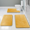 Clara Clark Bathroom Rug Set, 3 Piece Velvet Memory Foam Bath Mats with Non-Slip PVC Backing, Gold - color: Camel Gold, style: 17 x 24 + 20 x 32 + Contour