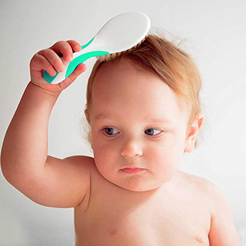 Baby Hair Brush, Cradle Cap Brush, Baby Hair Comb, Baby Hair Brush and Comb Set for Newborns & Toddlers, Baby Brush Soft Bristles, Ideal for Cradle Cap, Perfect Baby Registry Gift (Green) - color: Green