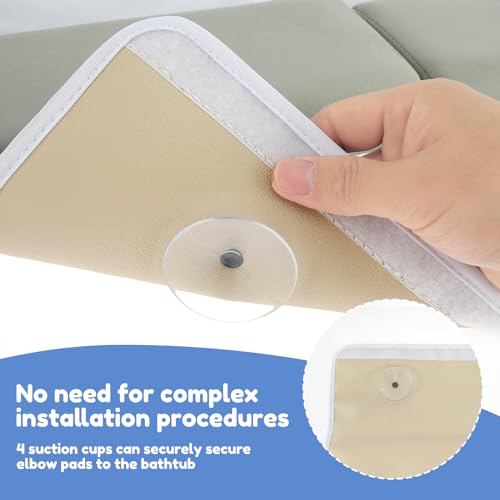 Baby Bath Kneeler and Elbow Rest Pad Set, Extra Large Memory Foam Kneeling Pad with 4 Toy Storage Pockets, Non-Slip Foam Mat with Suction Cups, Relief for Aching Knees & Elbows - Grey