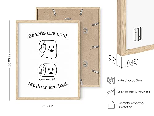 HAUS AND HUES Funny Bathroom Decor – Beard and Mullet Poster, Playful Restroom Artwork, Humorous Sign for Home or Guest Washroom (16x20, Beige Frame) - color: Beard/Mullet, size: 16"L x 20"W, style: Beige Framed