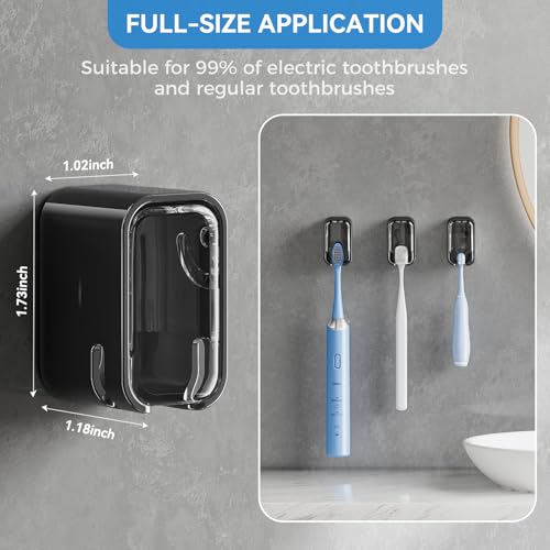 Toothbrush Holders for Bathroom【Innovation Single Slot Design】 2PCS Toothbrush Holder Wall Mounted with Cover for Shower, Single Toothbrush Dispenser Storage Organizer for Family & Travel - color: Black