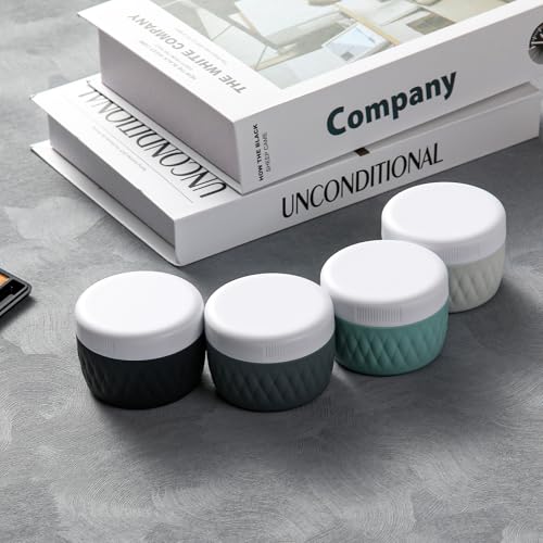 Kuangre Travel Containers for Toiletries, Silicone Cream Jars BPA-Free, TSA Approved 3oz Travel Size Containers, Leak-proof Silicone Jars with Lid for Cosmetic Face Hand Body Cream (4 Pack) - color: Grey, size: 3 Ounces