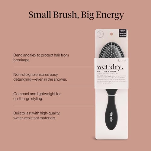 Kitsch Wet/Dry Hair Brush Detangler – Flexi Hair Brush for Women, Men & Kids | Detangling Brush for Curly Hair, Bounce Curl Defining Brush for Wet or Dry Strands - Flexi Black - color: Flexi Black