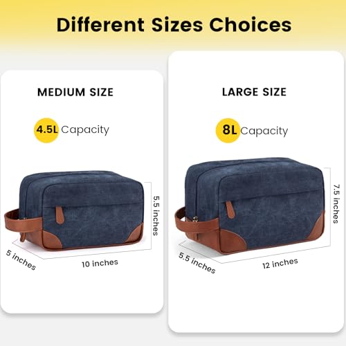 Vorspack Large Travel Toiletry Bag - Hanging Toiletry Bag for Men Water Resistant Canvas Shaving Bag with Large Capacity for Home Travel - Navy Blue - color: Navy Blue, size: Large