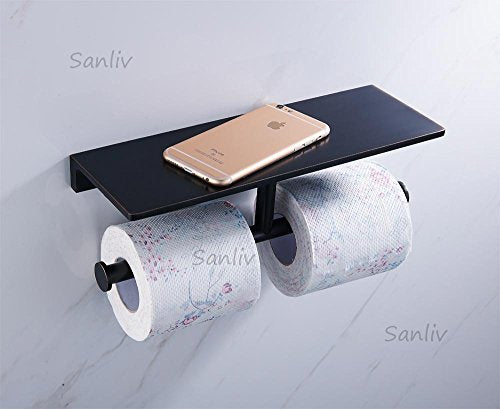 Toilet Tissue Holder,Double Toilet Paper Roll Holder with Shelf,Wall Mount Brass Bathroom Tissue Dispenser,Oil-Rubbed Bronze - color: Oil-rubbed Bronze