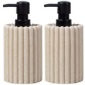 Soap Dispensers 350mL 11.84 OZ, 2 PCS Luxurious Hand Dish Lotion Shampoo Soap Dispenser Jar, Natural Stone Look Soap Pump Bottles for Kitchen Bathroom Countertop (Beige) - color: Beige