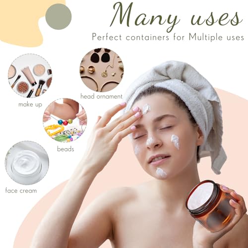 Patelai 4 Pieces Round Wide-mouth Leak Proof Plastic Container Jars with Lids for Travel Storage Makeup Beauty Products Face Creams Oils Salves Ointments DIY Making(4 Ounce,Amber) - color: Amber, size: 4 Ounce