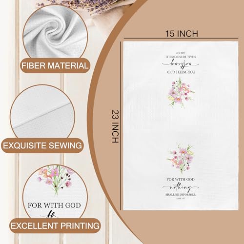 Christian Floral Kitchen Towels Set of 2, Christian Gifts for Women, Bible Verse Decor Dish Tea Towels for Kitchen, Faith Based Gifts Decorative Hand Towels for Bathroom, 16x24 Inches - color: Bible Floral-4
