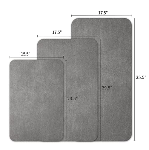 Stiio Bath Mat for Bathroom, Flat Bath Rug Super Absorbent Quick Dry, Non Slip Thin Bathroom Mats Fit Under Door, Easy Clean Washable Shower Mat Carpet for Kitchen, Bathtub, Sink, Grey 17x35 inches - color: Grey, size: 1'5" x 2'11" (Rectangular)