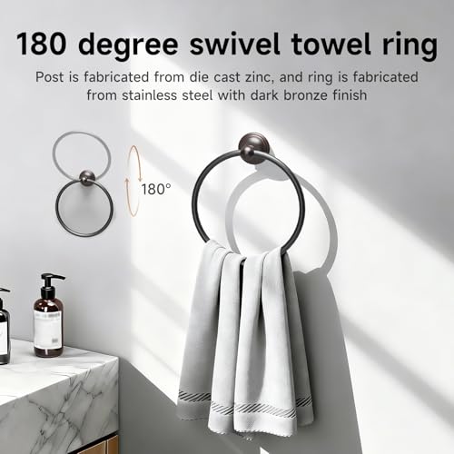 Formosa Design Hardware Classic 4-Piece Bathroom Accessories Set, 24-inch Towel Bar, Toilet Paper Holder, Towel Ring, and Robe Hook, Durable Zinc Alloy & Stainless Steel, (Oil Rubbed Bronze Finish) - color: Oil Rubbed Bronze