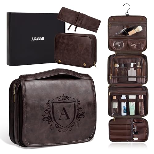 Personalized Dad Gifts from Daughter Son 3-in-1 Mens Toiletry Travel Bag, Unique Hanging Shaving Bag Valentines Easter Fathers Day Birthday Gifts for Men Father New Dad Grandpa Dark Brown A - color: Dark Brown, style: A