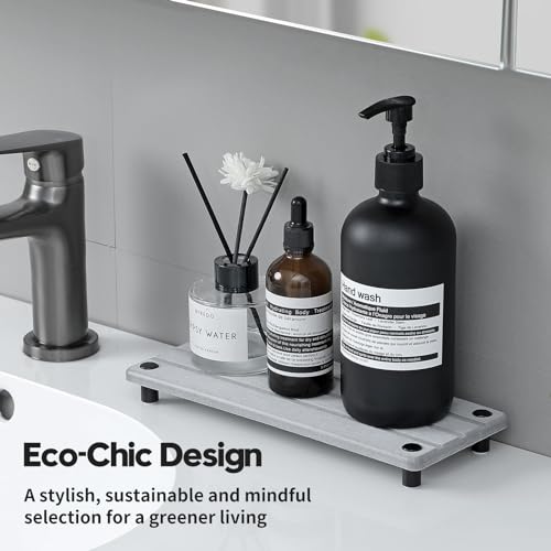 Razborci 2 Pack Fast Drying Water Absorbing Diatomite Stone Mat Tray for Kitchen & Bathroom Counter - Instant Dry Sink Caddy Organizer - Vanity Holder for Soap, Sponge – Light Gray 10" x 4" - color: 2 Pack - Gray, size: 10" x 4" x 1"