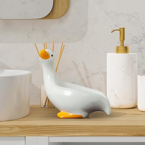 Ceramic Soap Dish Soap Holder Vivid Duck Shape Case Box Bathroom Soap Dishes Drain Tray for Kitchen Shower Bathtub Bathroom, White - color: White