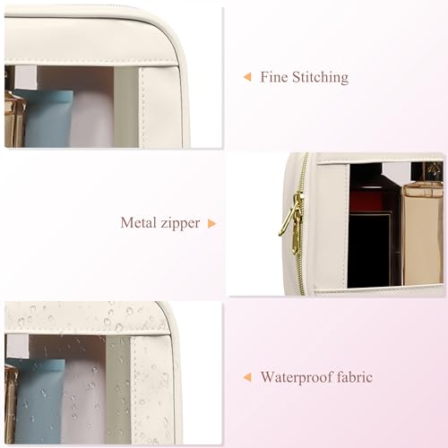 Small Clear Makeup Bag for Purse, Mini Waterproof Clear Cosmetic Bag Case Organizer, TSA Approved Square Small Makeup Case Pouch with Zipper, Car Travel Essentials for Women (Beige-2, Mini) - color: Beige-2, size: Mini