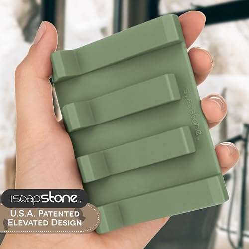 Silicone Soap Dish (USA Patented) Self Draining Bar Soap Holder for Shower Bathroom Sink, Drying Soap Dish Tray Kitchen Sponge Holder Easy Cleaning Soap Saver Mat (Eco Green, 1) - color: Eco Green, 1