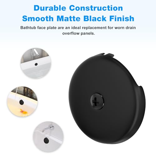 Bathtub Overflow Drain Cover-Single Hole Tub Bathtub Drain Cover | Fits Most Standard Overflow Drain Cover Bathroom Tub 3-1/8" - Matte Black
