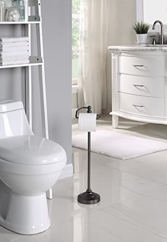 SunnyPoint Deluxe Free Standing Heavy Weighted Toilet Tissue Paper Roll Holder Stand (Black Nickel) - color: Black Nickel